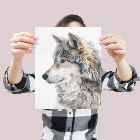 Watercolor Wolf with Mystical Aura Portrait Wall Art Print Poster, Unframed - Picture 4 of 6